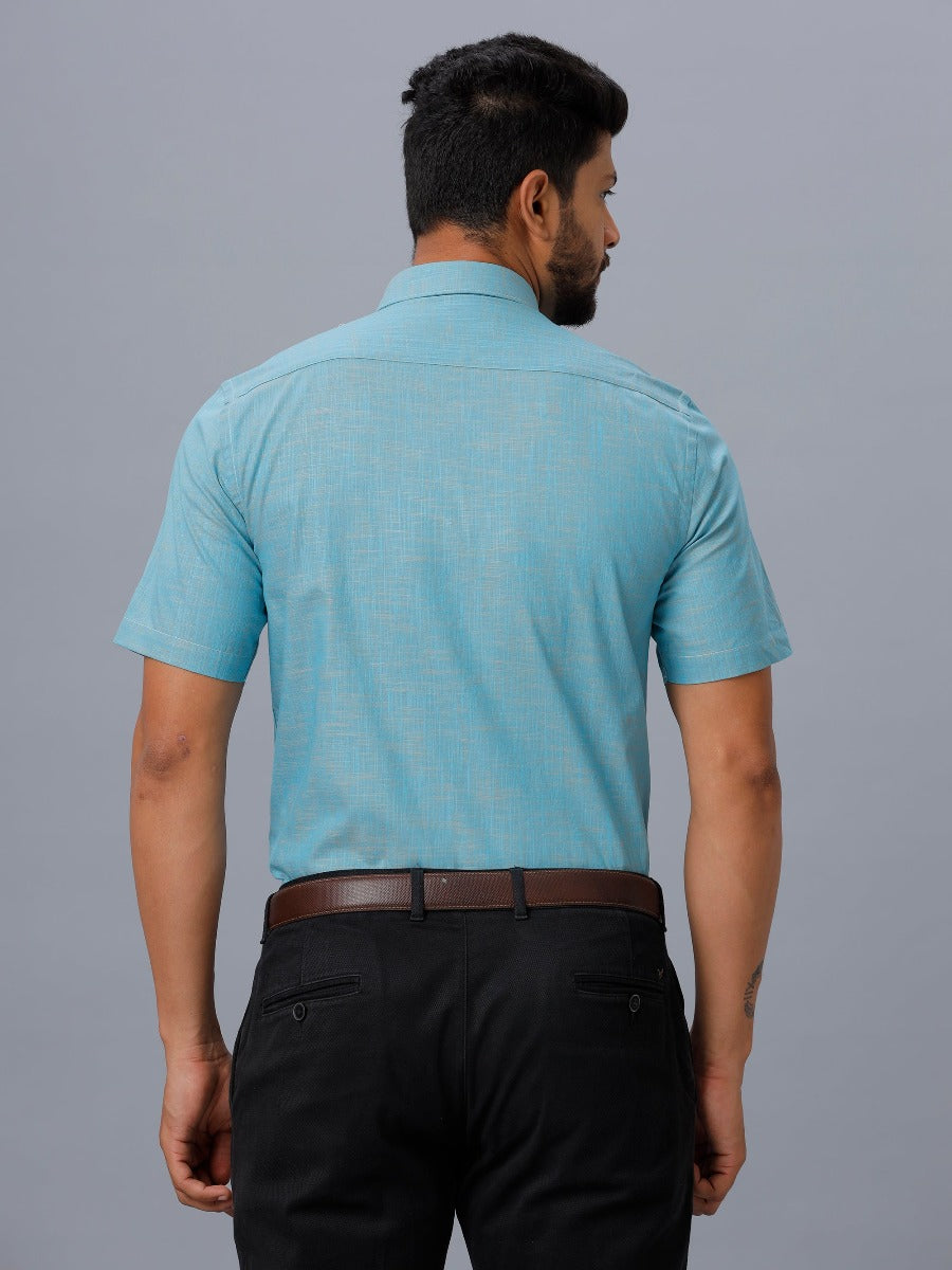 Mens Formal Shirt Half Sleeves Light Blue CL2 GT24-Back view