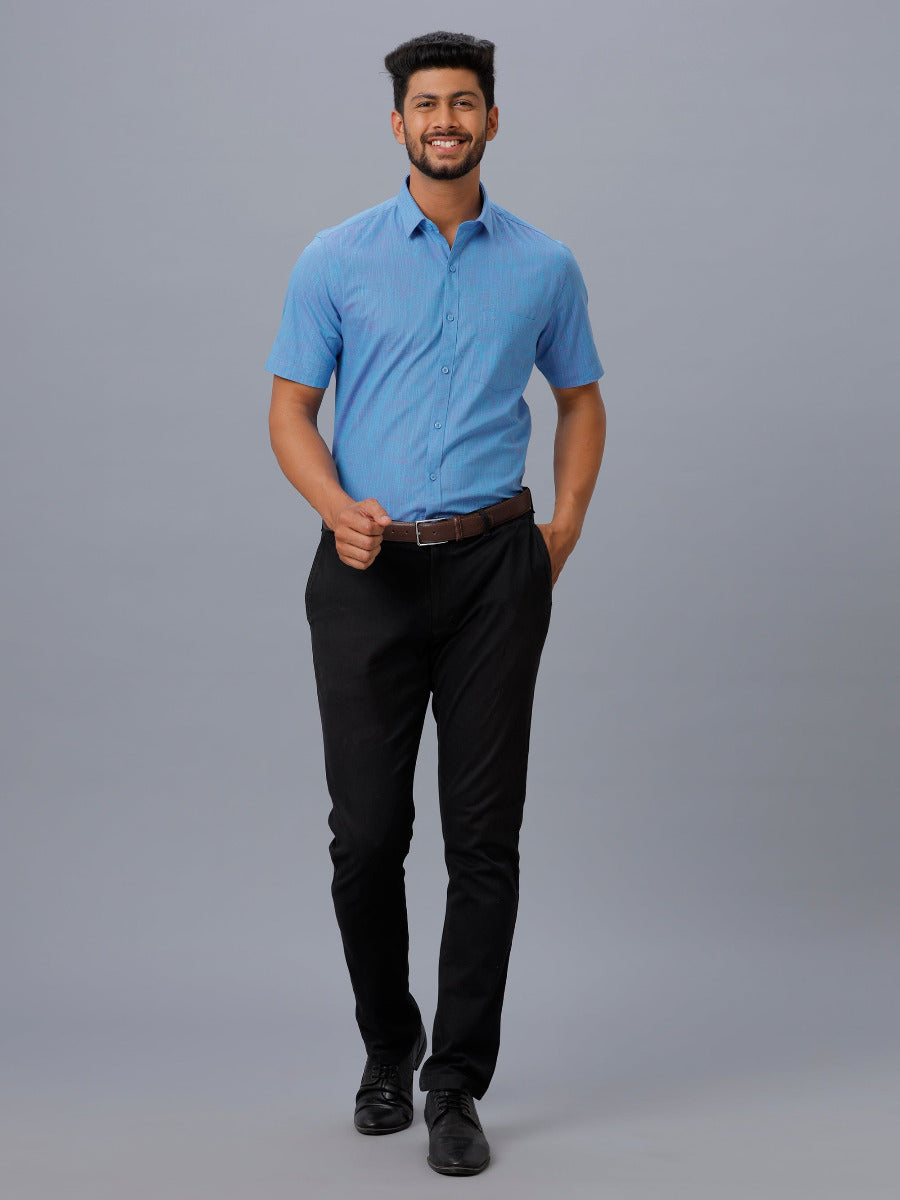 Mens Formal Shirt Half Sleeves Blue CL2 GT17-Full view