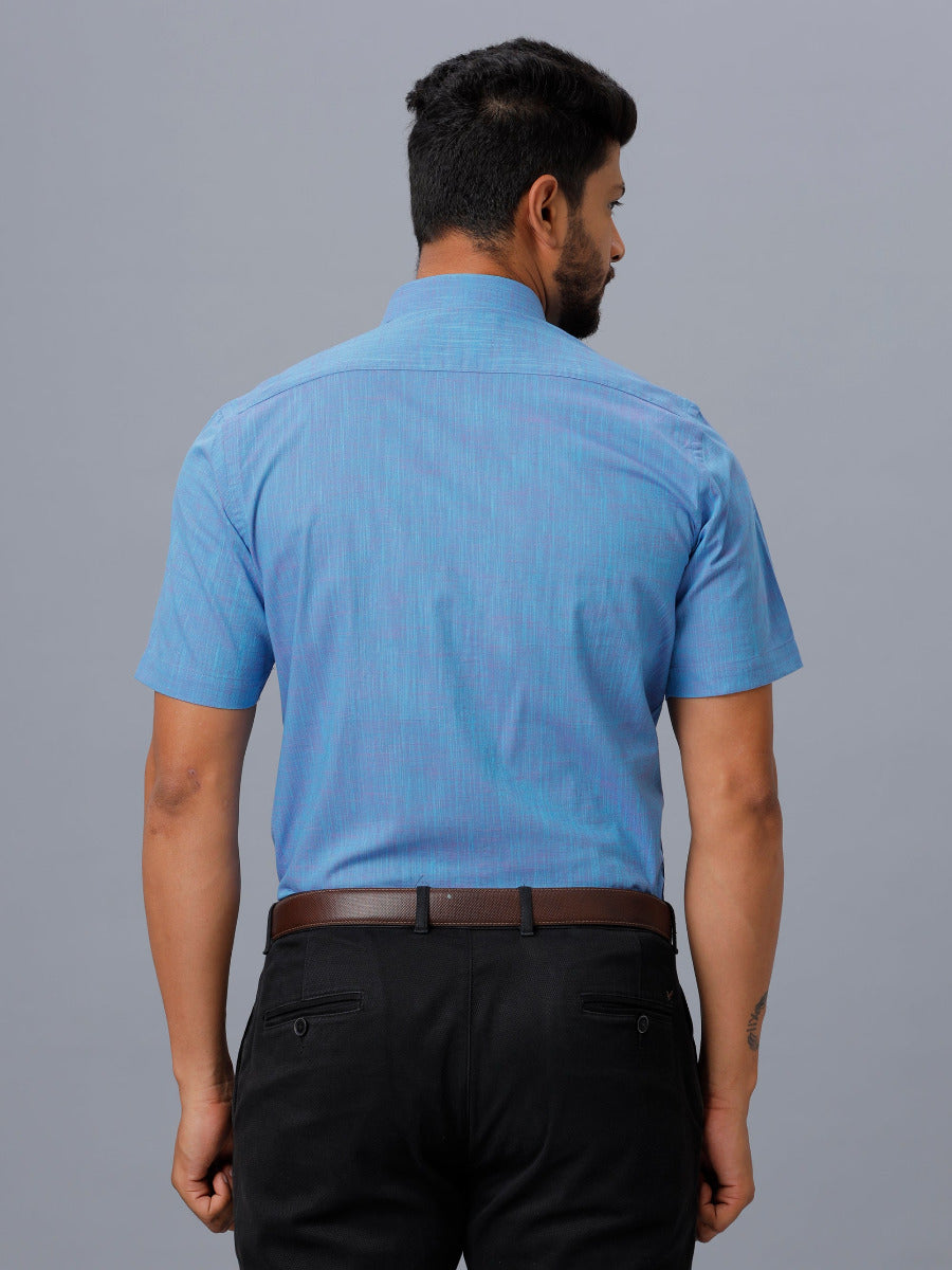 Mens Formal Shirt Half Sleeves Blue CL2 GT17-Back view