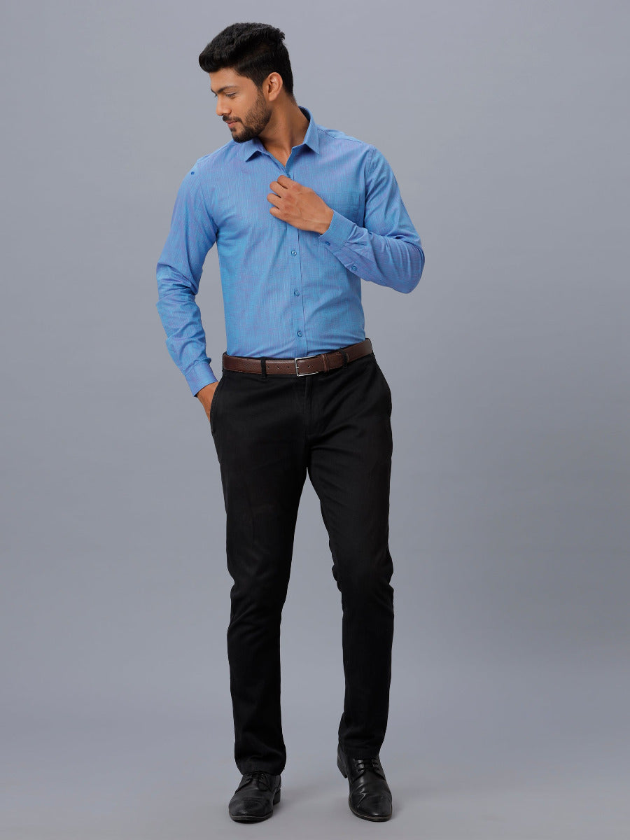 Mens Formal Shirt Full Sleeves Blue CL2 GT17-Full view