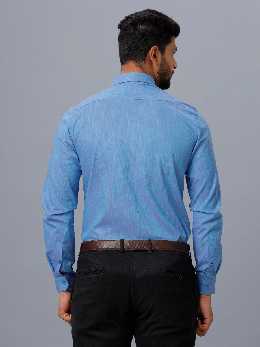 Mens Formal Shirt Full Sleeves Blue CL2 GT17-Back view