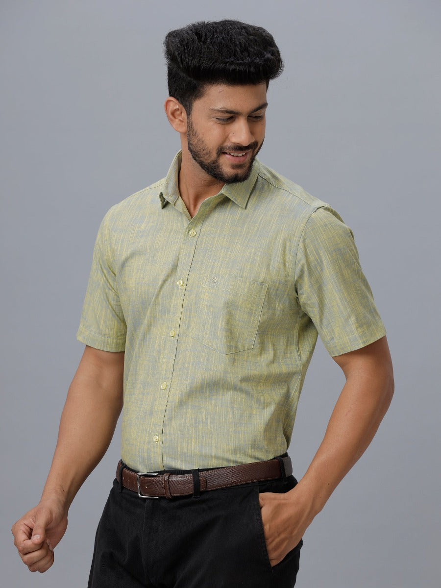 Mens Formal Shirt Half Sleeves Green CL2 GT25-Front view