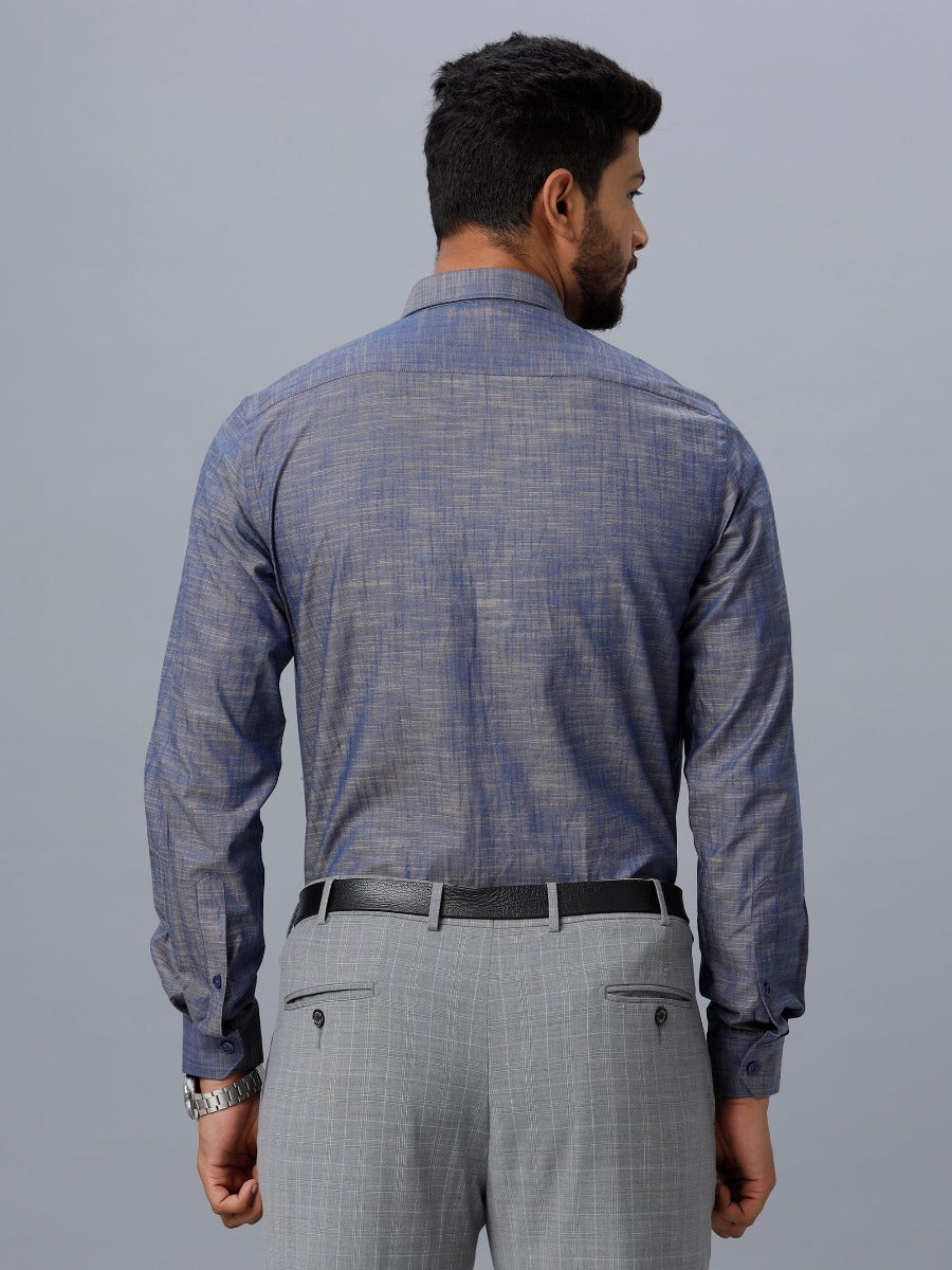 Mens Formal Shirt Full Sleeves Blue CL2 GT22-Back view