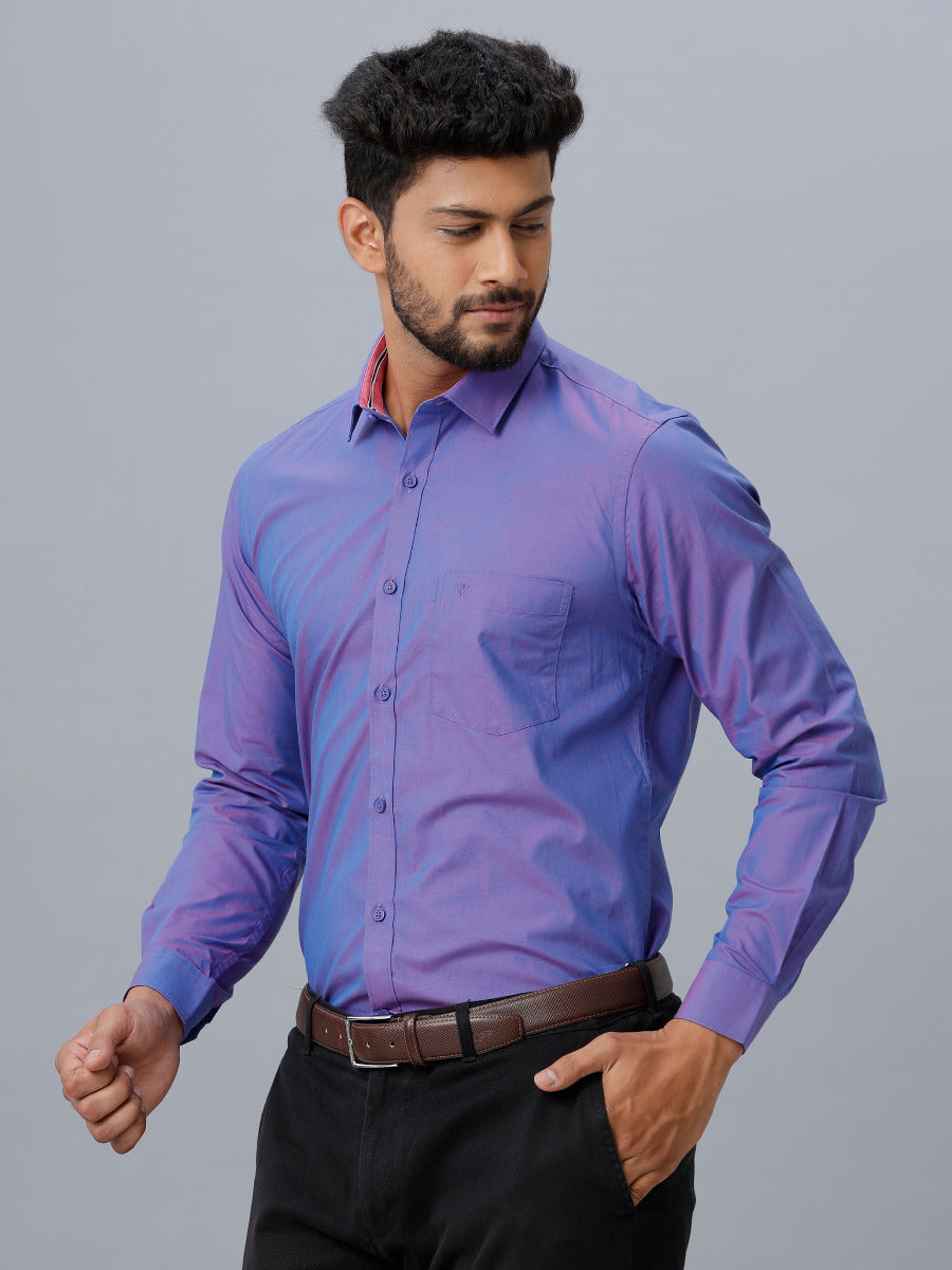 Mens Formal Shirt Full Sleeves Violet MH G104-Side view