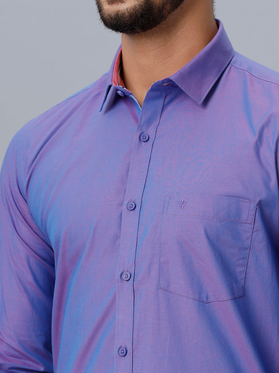 Mens Formal Shirt Full Sleeves Violet MH G104-Zoom view