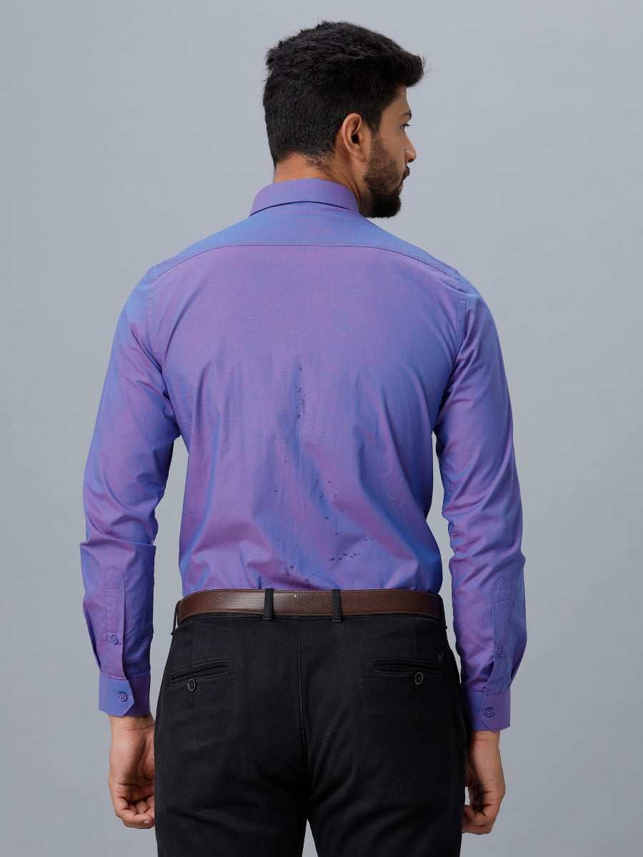Mens Formal Shirt Full Sleeves Violet MH G104-Back view