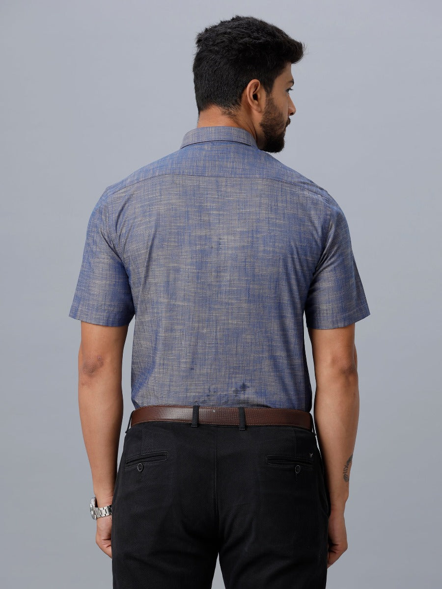 Mens Formal Shirt Half Sleeves Blue CL2 GT22-Back view