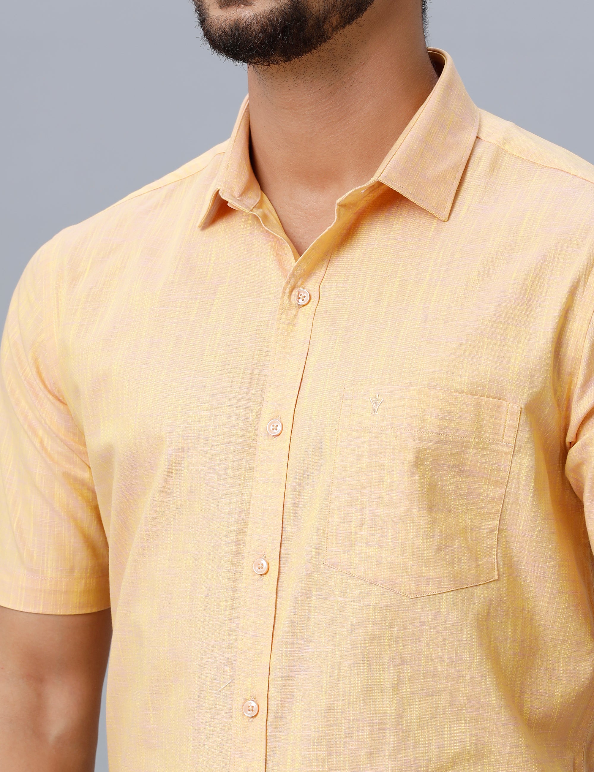 Mens Formal Shirt Half Sleeves Light Orange CL2 GT16-Zoom view