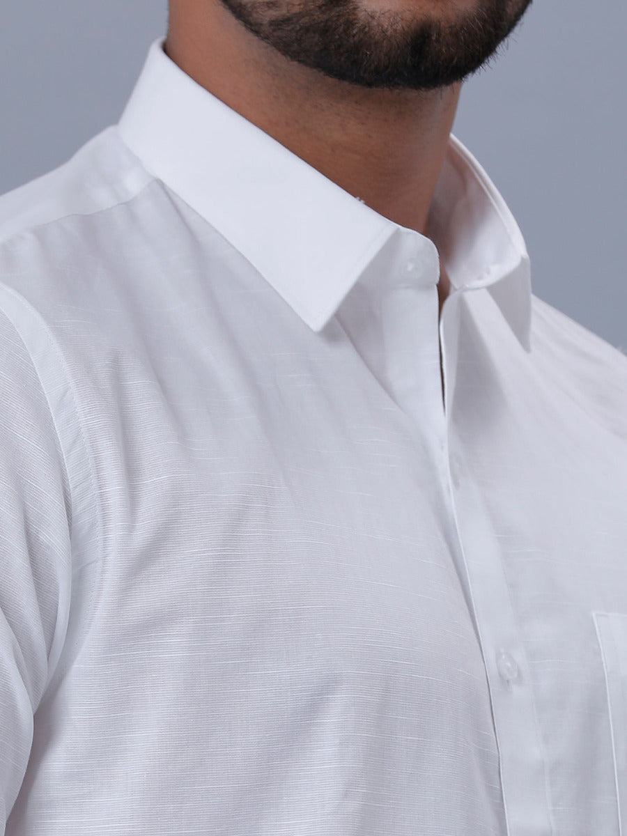 Mens Cotton White Full Sleeves Shirt Celebrity White 32 -Zoom view