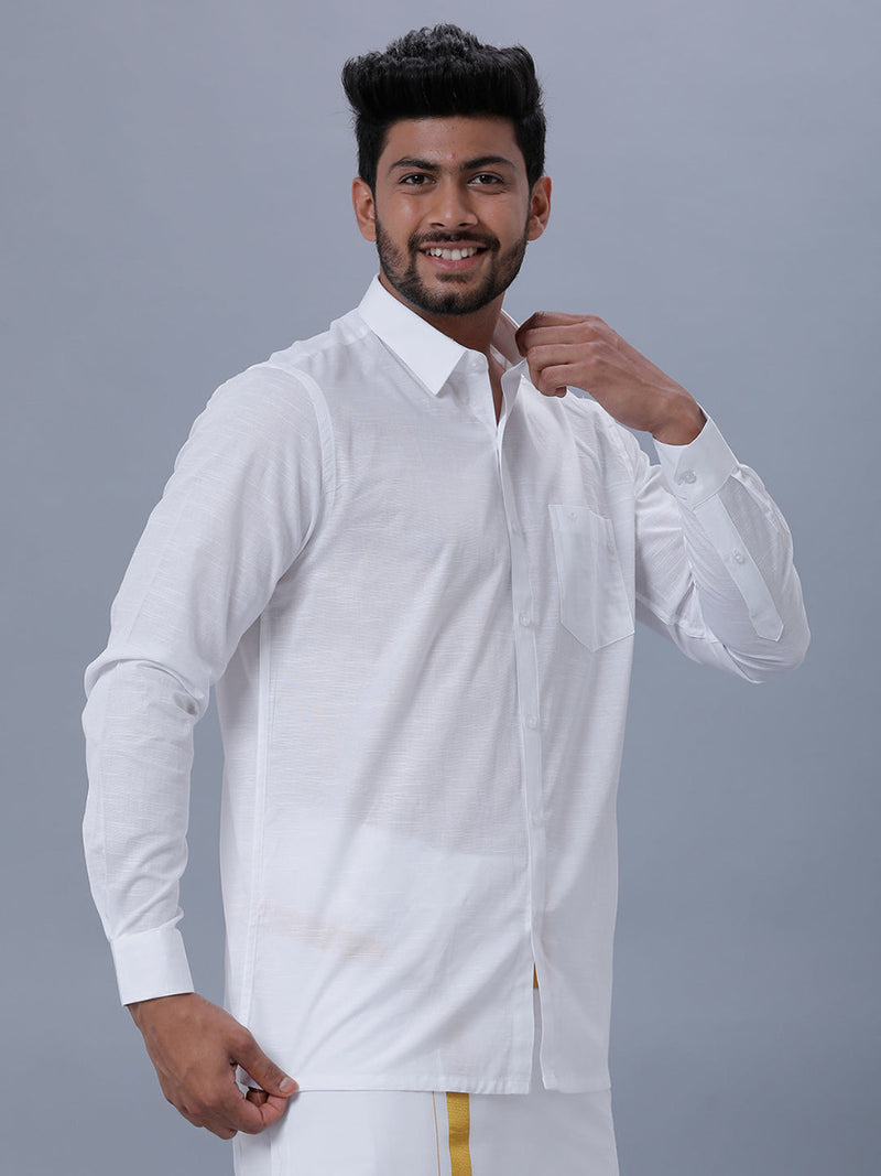Buy Pure Cotton White Full Sleeve Shirt for Men Online | Buy Men's Full ...