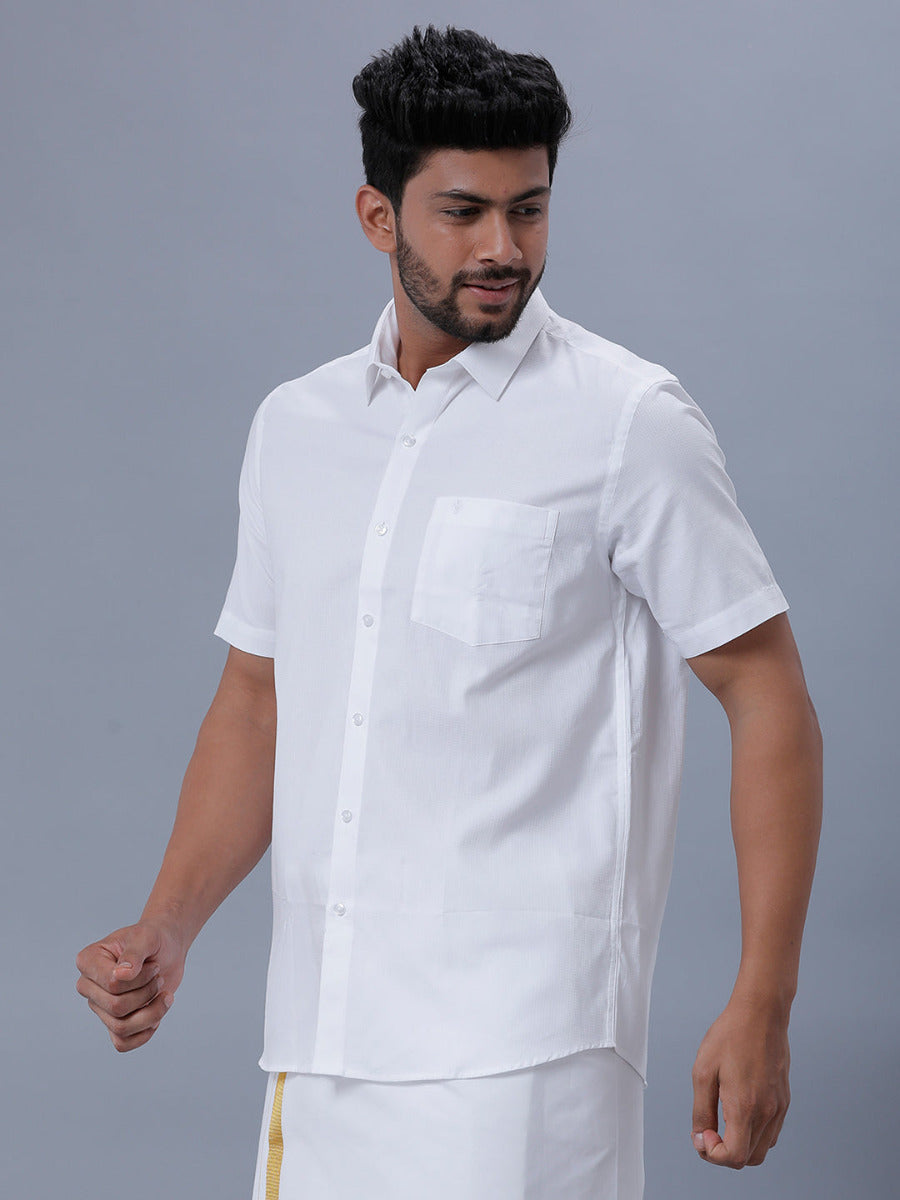 Mens Cotton White Half Sleeves Shirt Unicorn 5