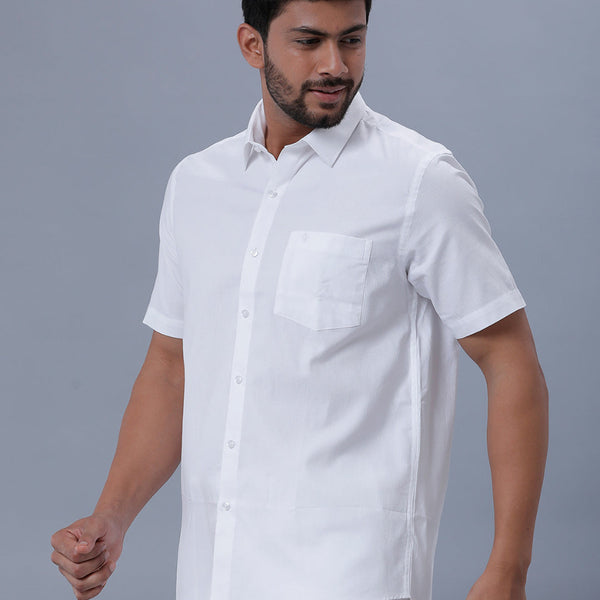 Mens Cotton Blend Full Sleeves White Shirt Luxor