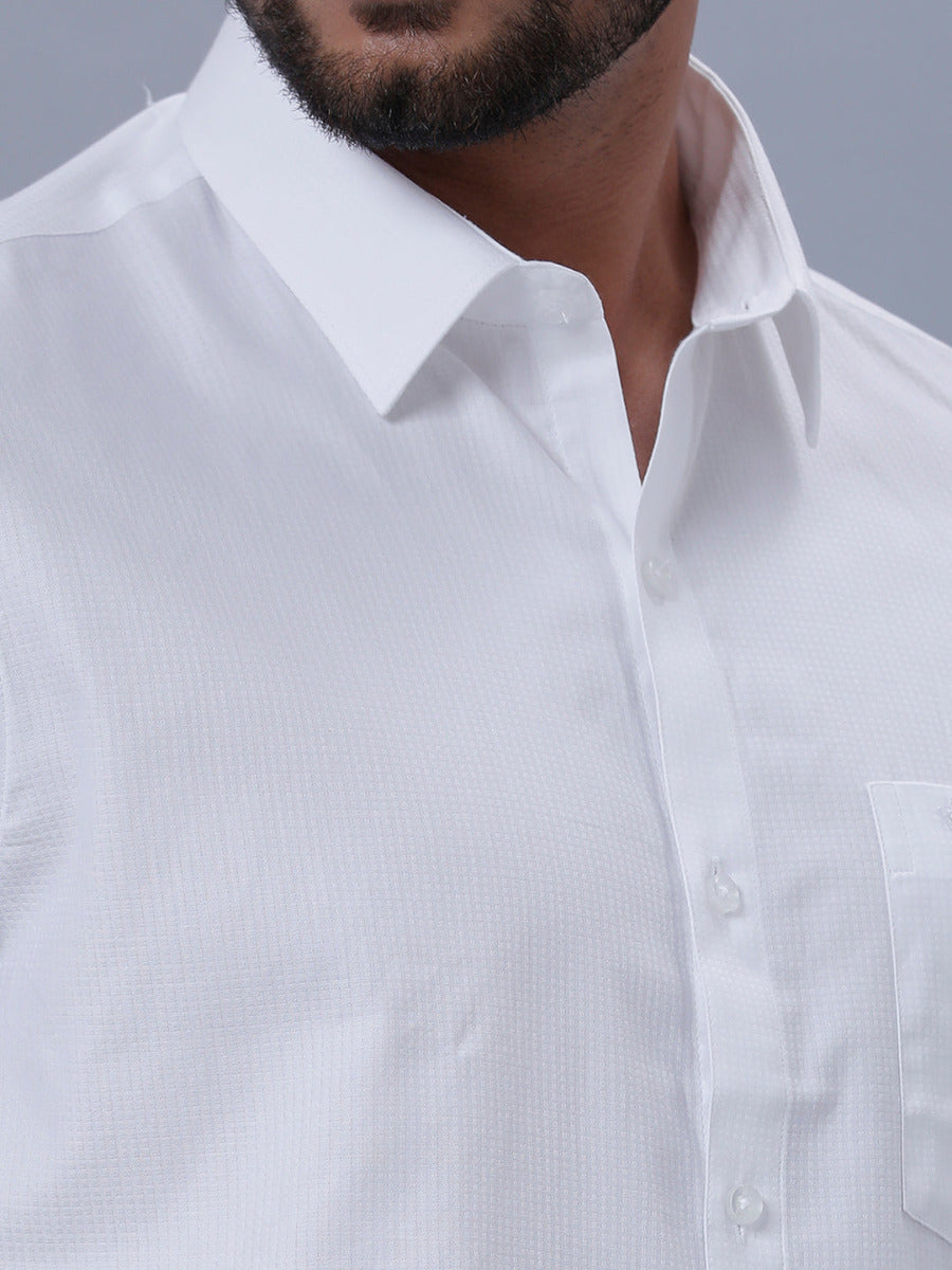 Mens Cotton White Half Sleeves Shirt Unicorn 5-Zoom view