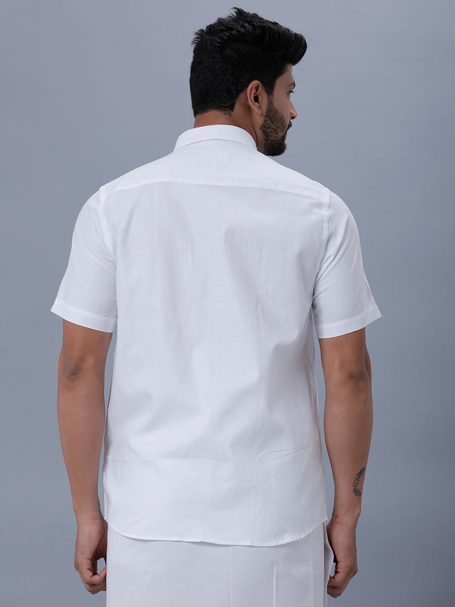 Mens Cotton White Half Sleeves Shirt Unicorn 5-Back view