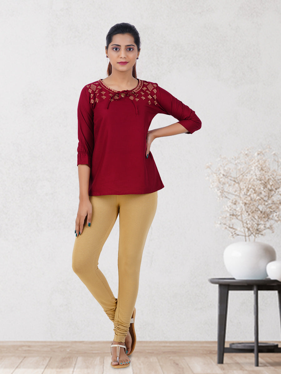 Churidar Fit Mixed Cotton with Spandex Stretchable Leggings Skin-Full view