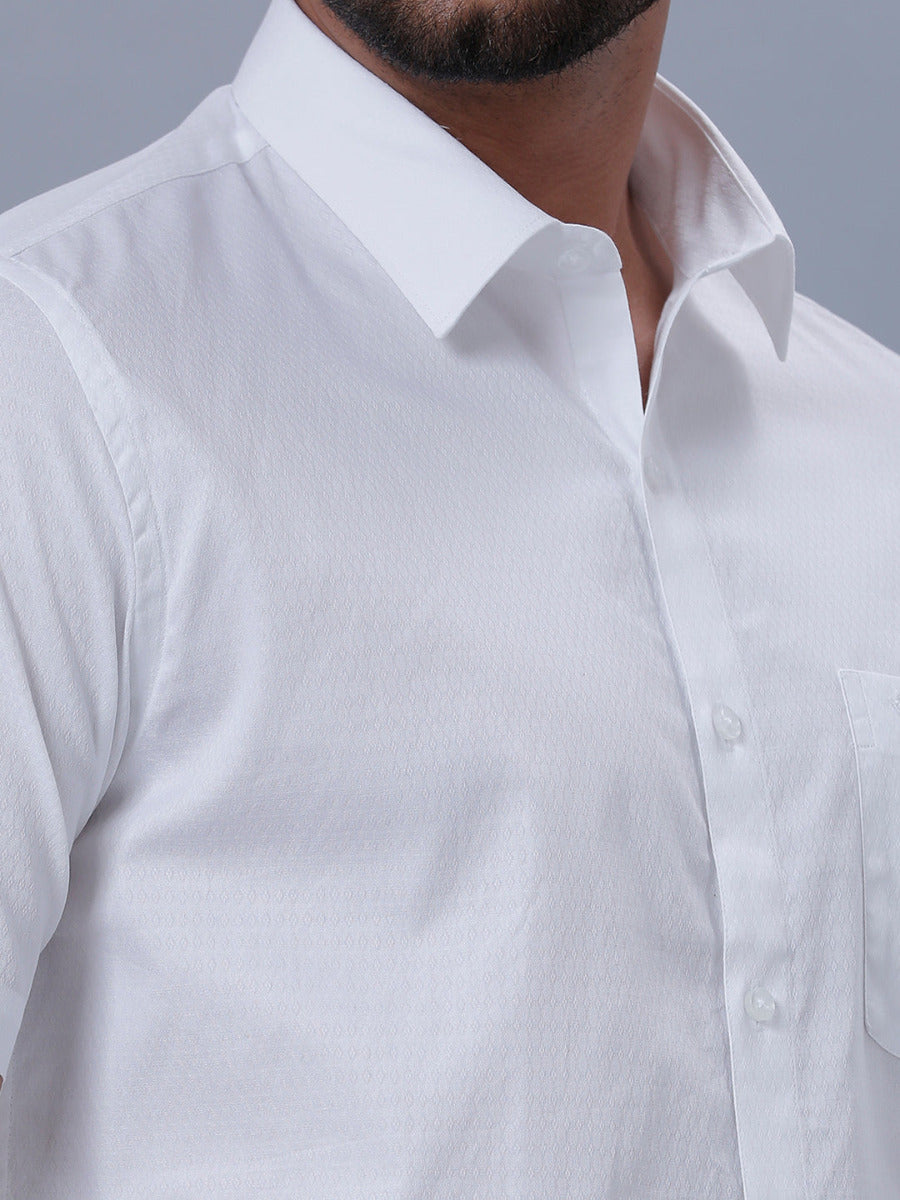 Mens Cotton White Half Sleeves Shirt Unicorn 8-Zoom view