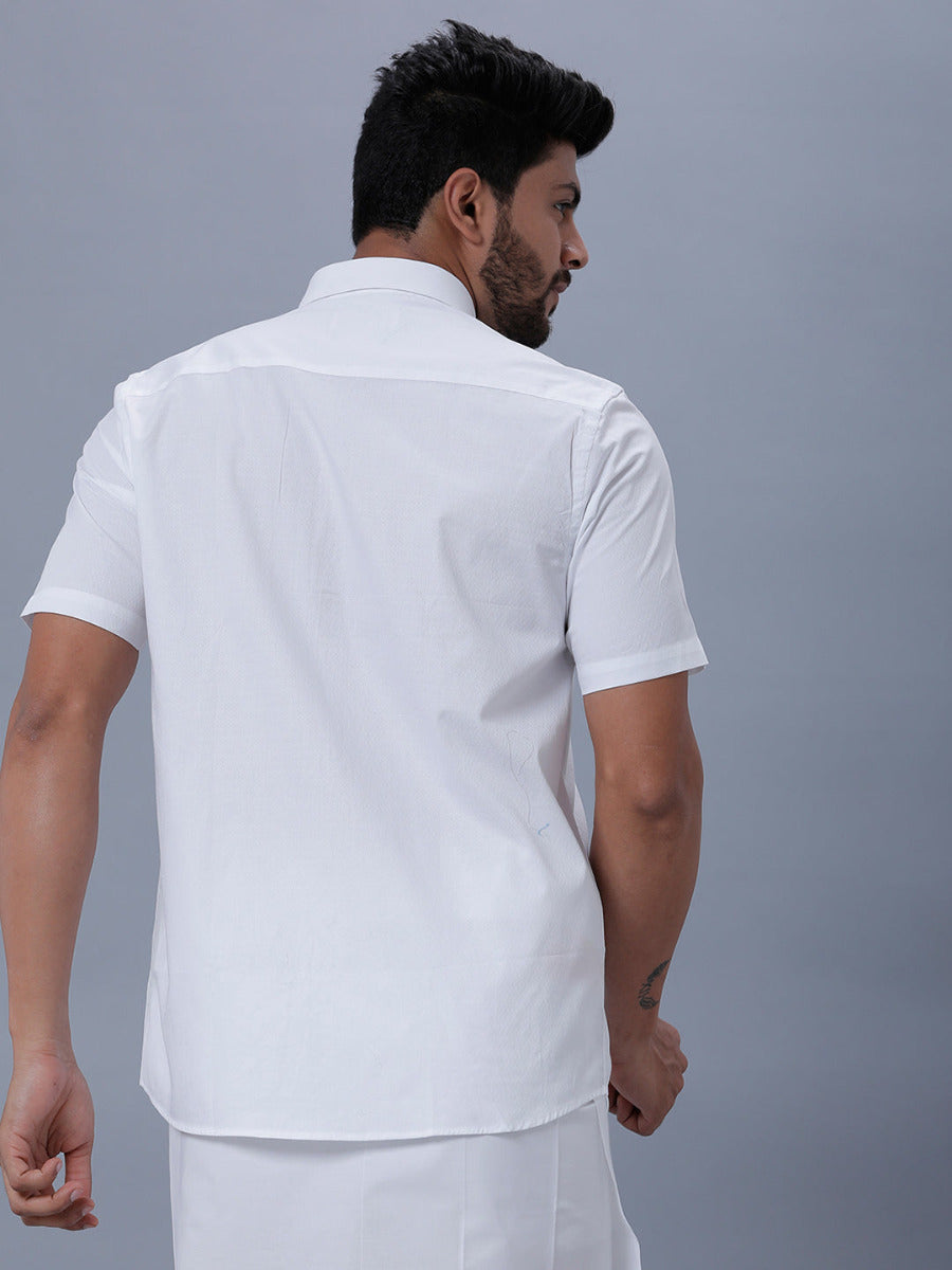 Mens Cotton White Half Sleeves Shirt Unicorn 8- Back view