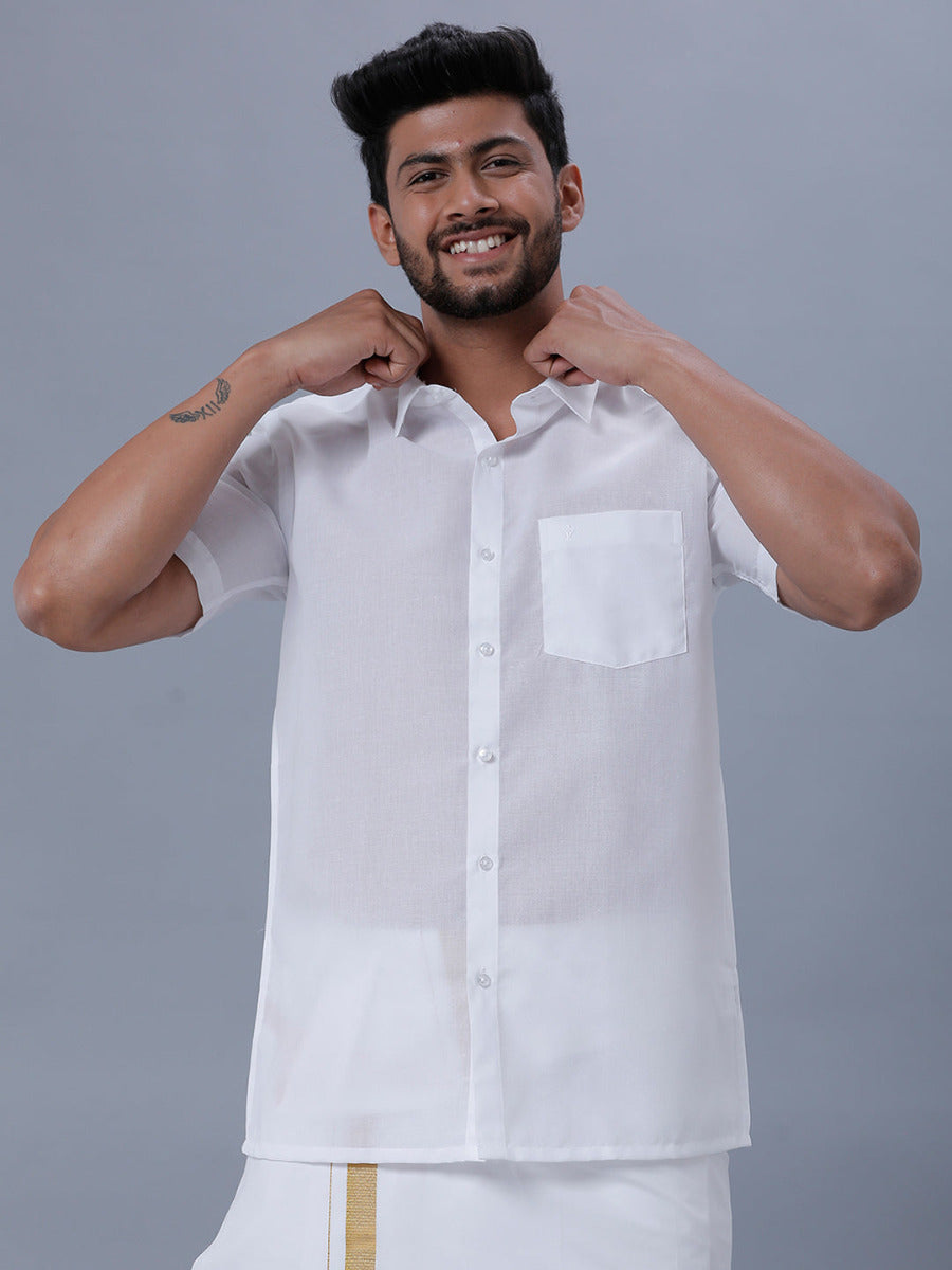 RAMRAJ COTTON Men Cotton Blend Half Sleeve Shirt(Cream_1;38) : :  Clothing & Accessories