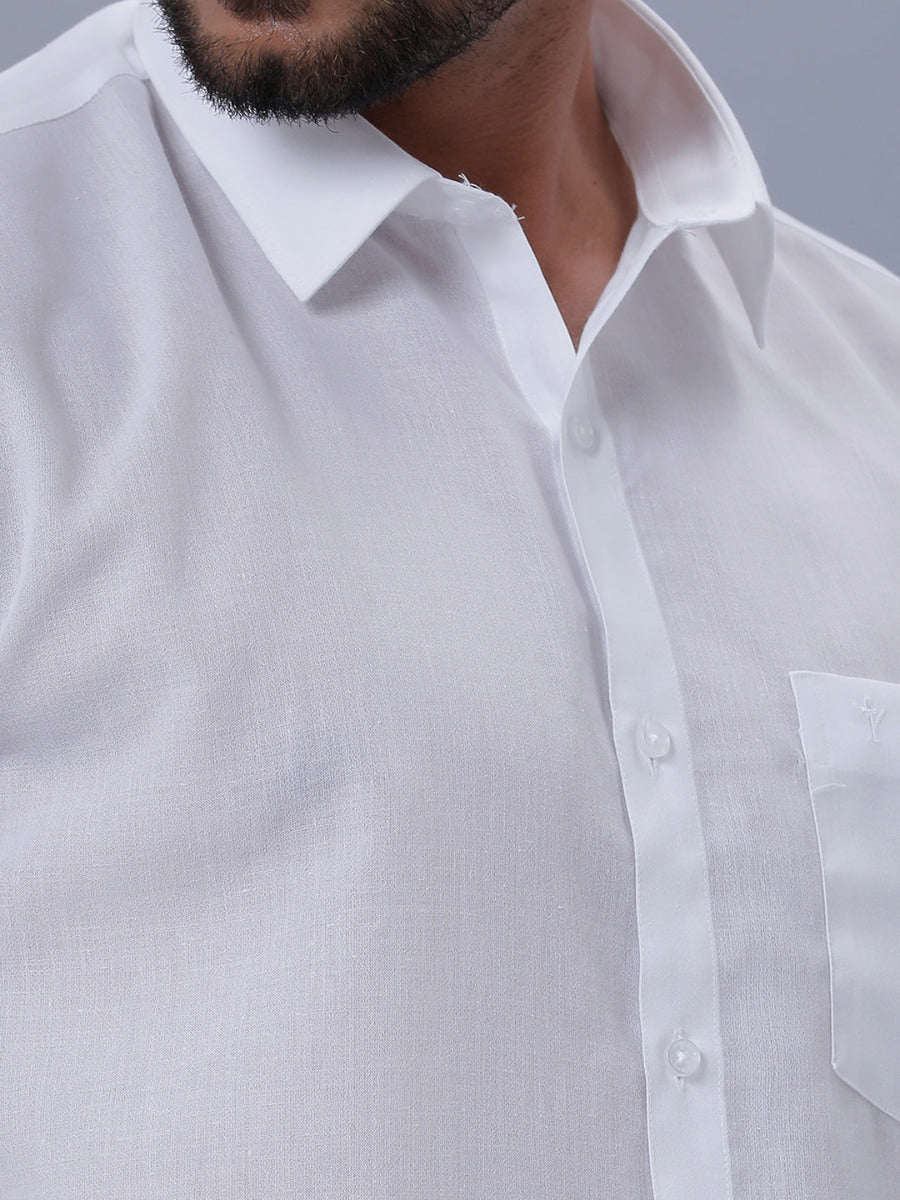 Mens Cotton White Full Sleeves Shirt Leader White-Zoom view