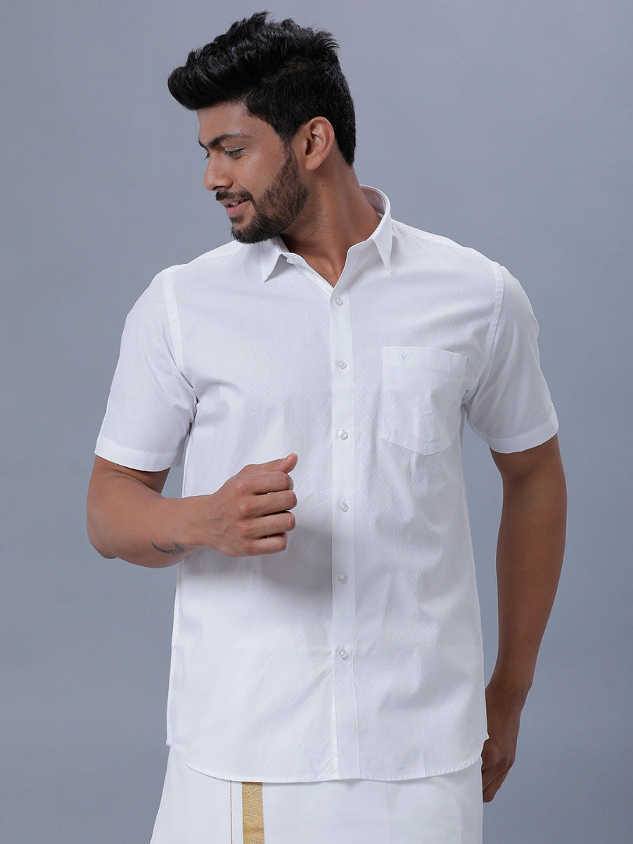 Mens Cotton White Half Sleeves Shirt Unicorn 3