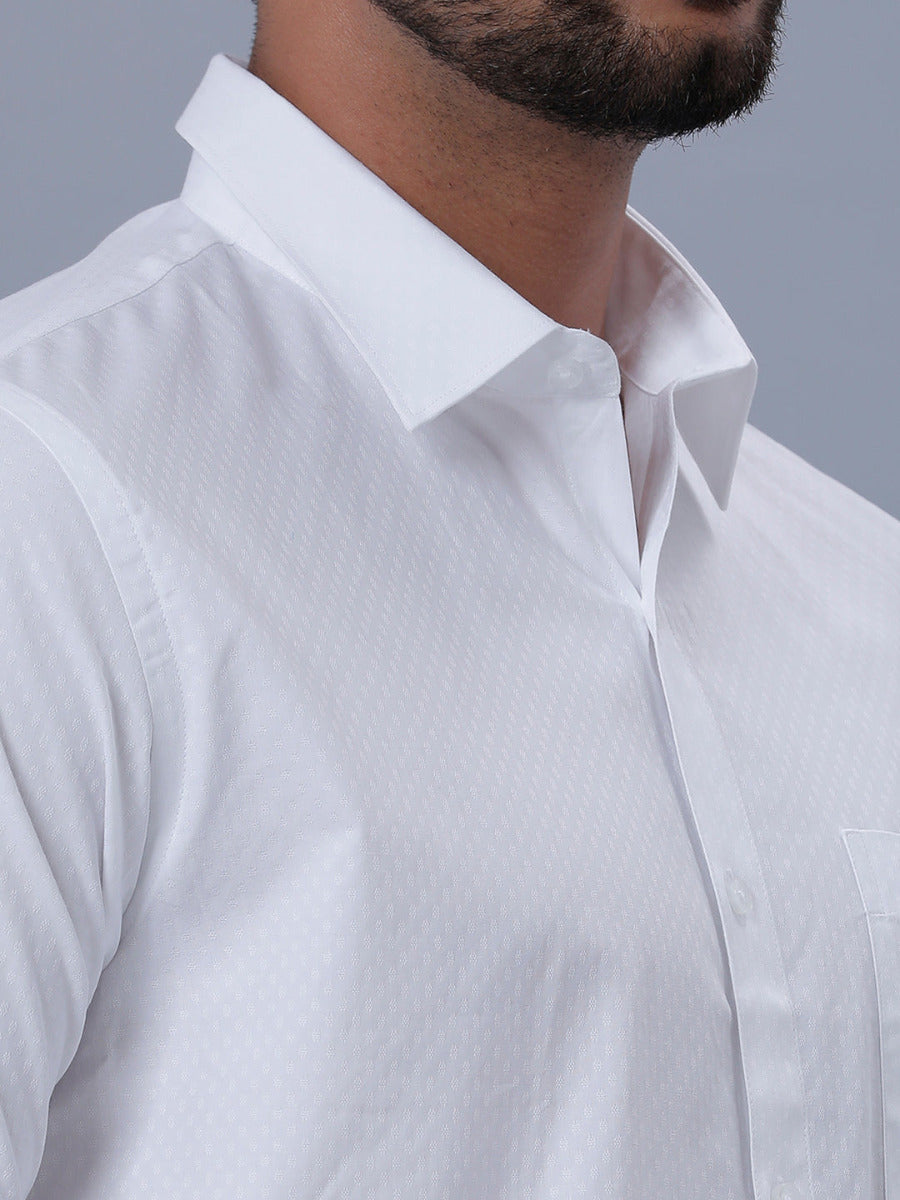 Mens Cotton White Half Sleeves Shirt Unicorn 3-Zoom view