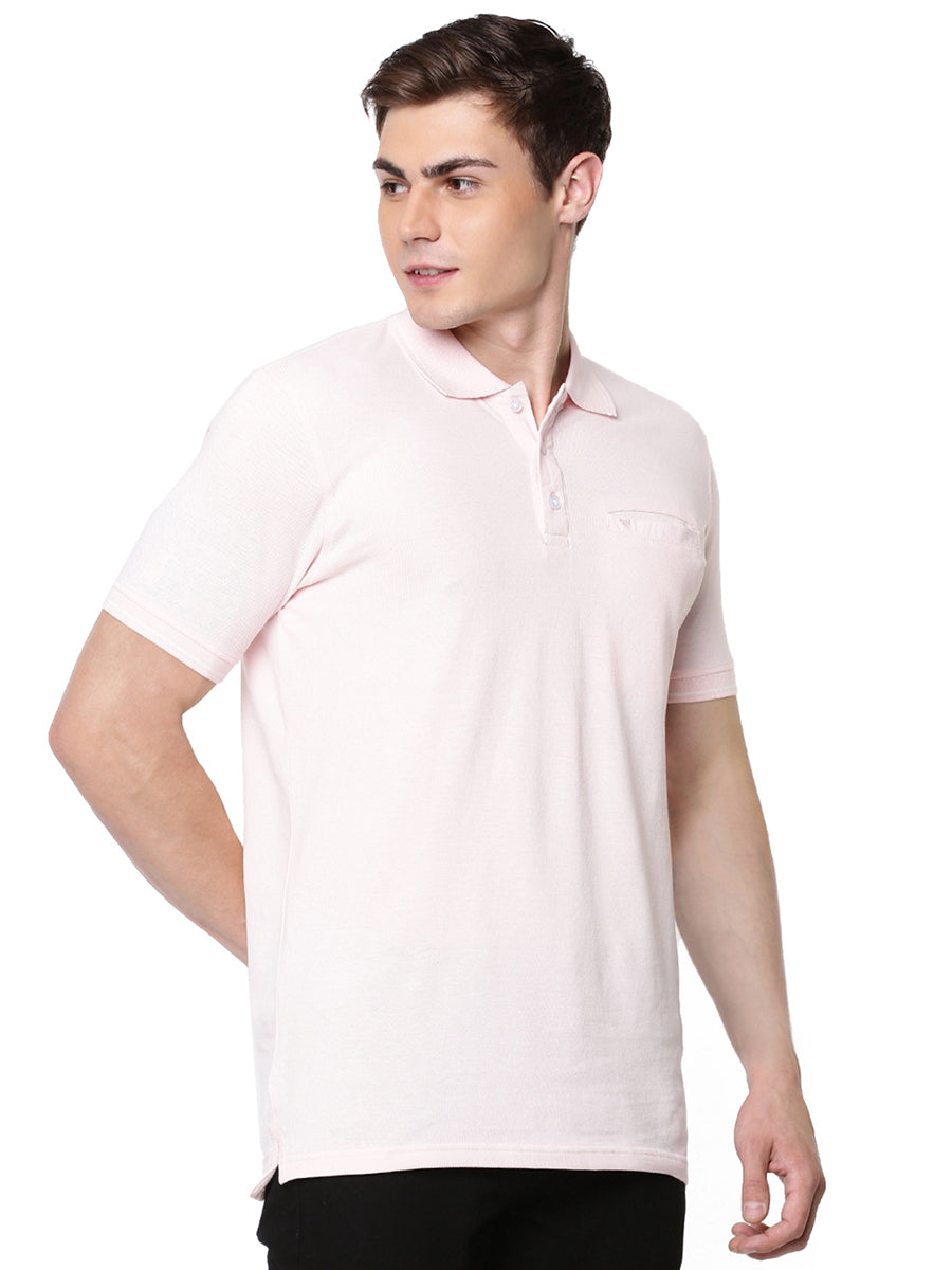 Cotton Blend Half Sleeves Polo T-Shirt with Chest Pocket (2 PCs Pack)-Side view