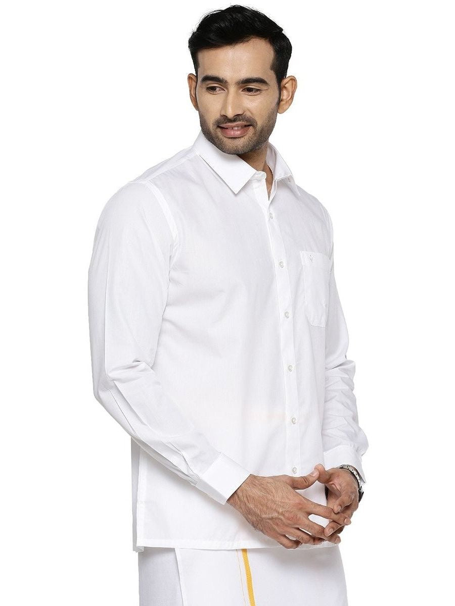 Mens Cotton White Shirt Full Sleeves Plus Size Pure Cotton -Side view