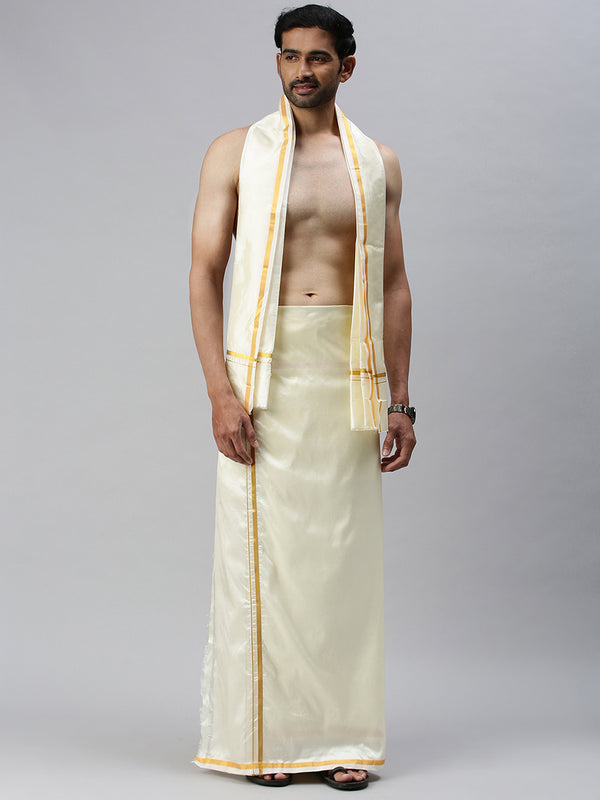 Mens Silk 3/4" Dhoti & Towel (8+4) Kalyana Sandhosa