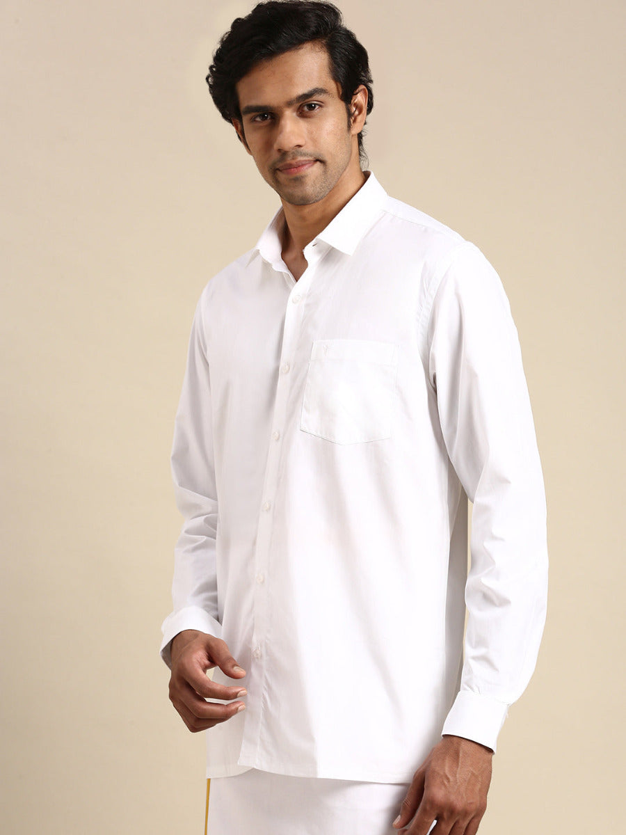 Mens Premium Pure Cotton White Shirt Full Sleeves Ultimate R4-Side view