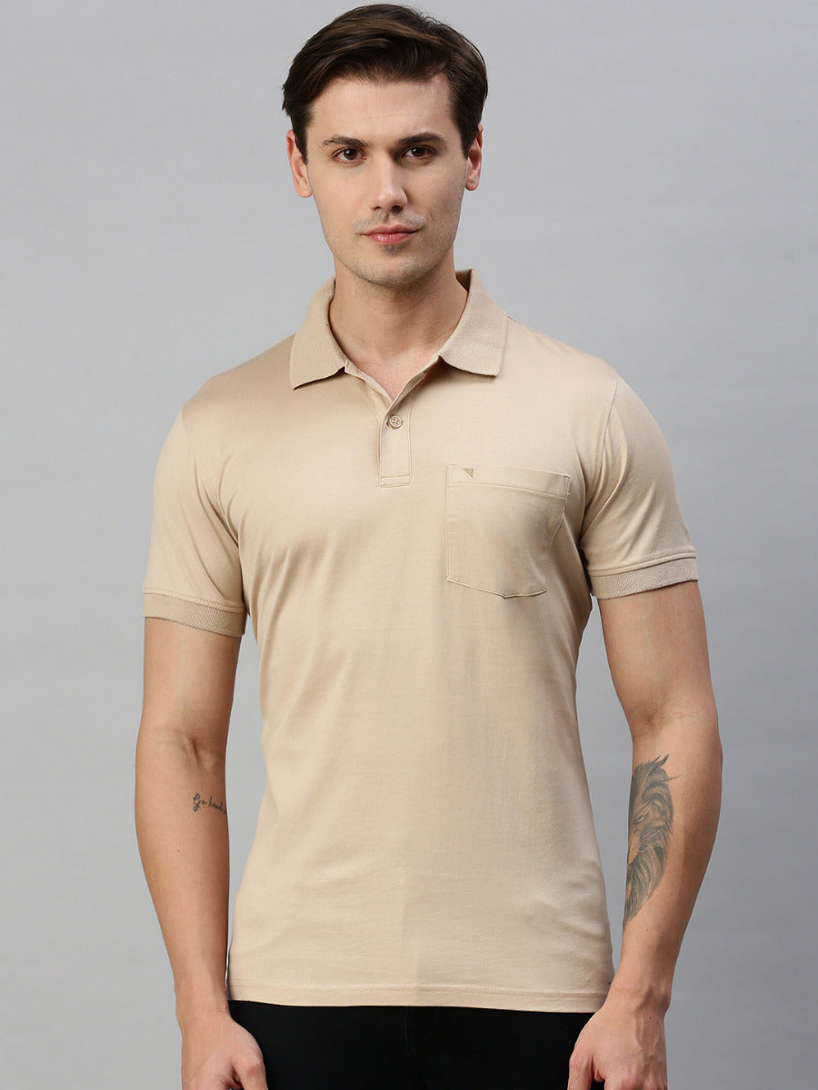 Mercerised Polo Flat Collar T-Shirt Gold with Chest Pocket MP4