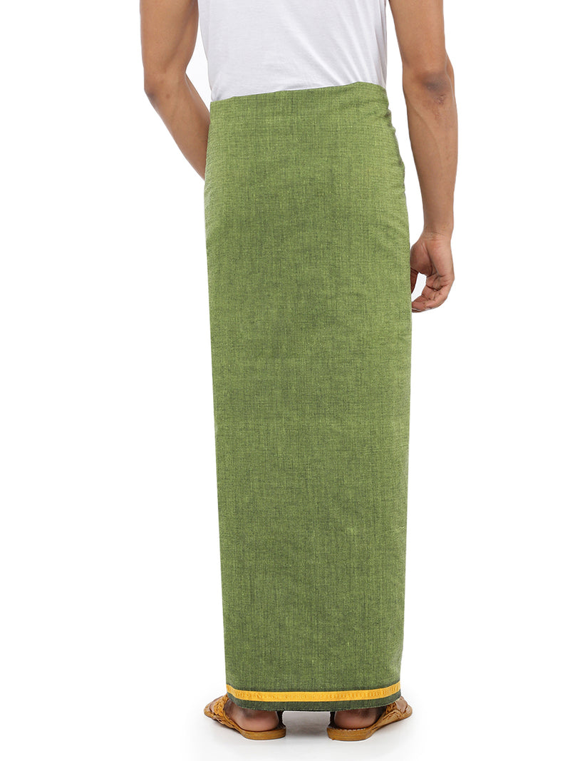Mens Colour Dhoti with Small Border Colour Diamond CT Green