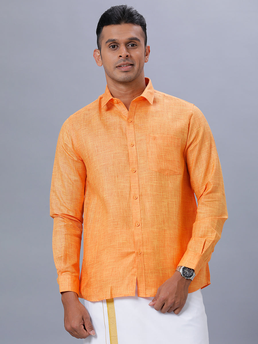 Mens Formal Full Sleeves Orange Shirt T38 TN2