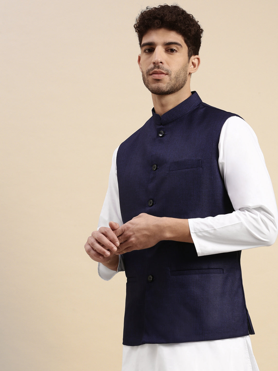 Mens Ethnic Jacket with Kurta Pyjama Set DW14-Side view