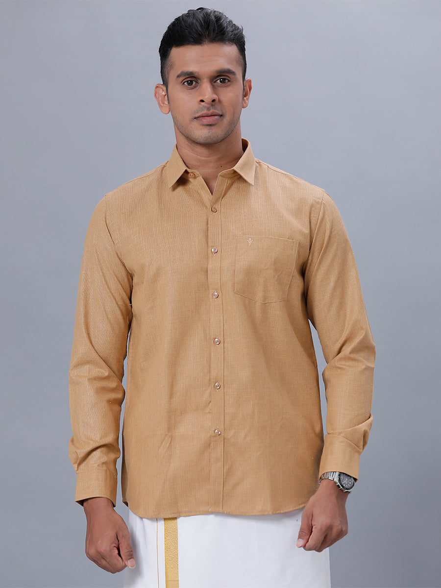 Mens Cotton Formal Full Sleeves Shirt Mustard T1 GC15