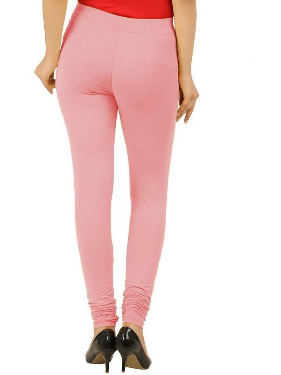 Churidar Fit Mixed Cotton with Spandex Stretchable Leggings Pink-Back view