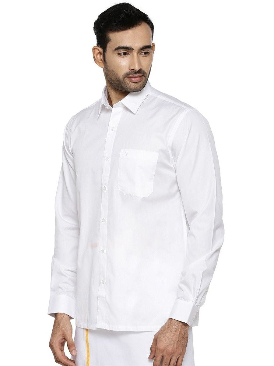 Mens Cotton White Shirt Full Sleeves Royal Cotton-Side view
