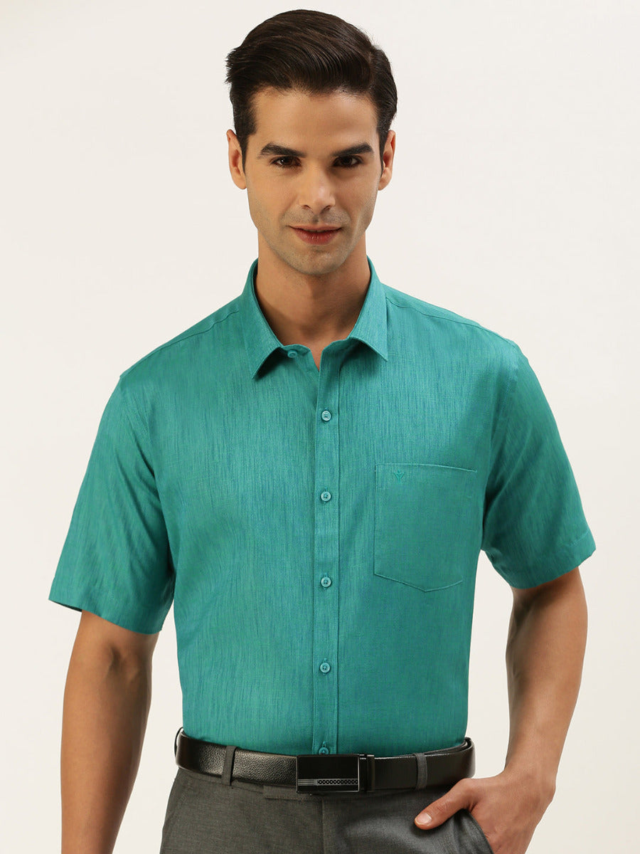 Mens Formal Shirt Half Sleeves Plus Size Green T12 CK13