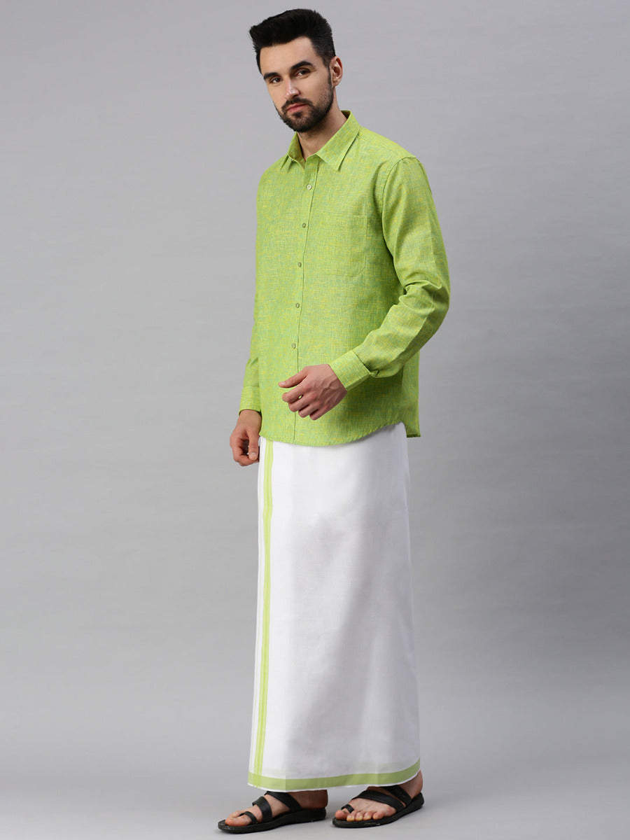 Mens Matching Border Dhoti & Full Sleeves Shirt Set Trendy CC4-Side view