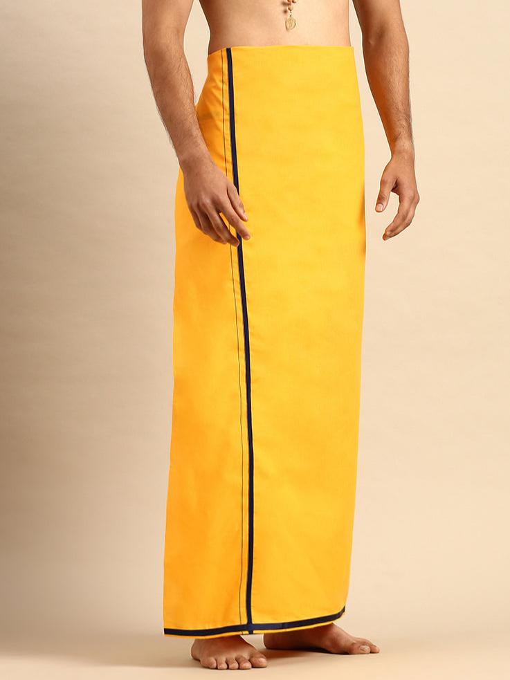 Mens Devotional Dhoti with Big Border Grade Mango