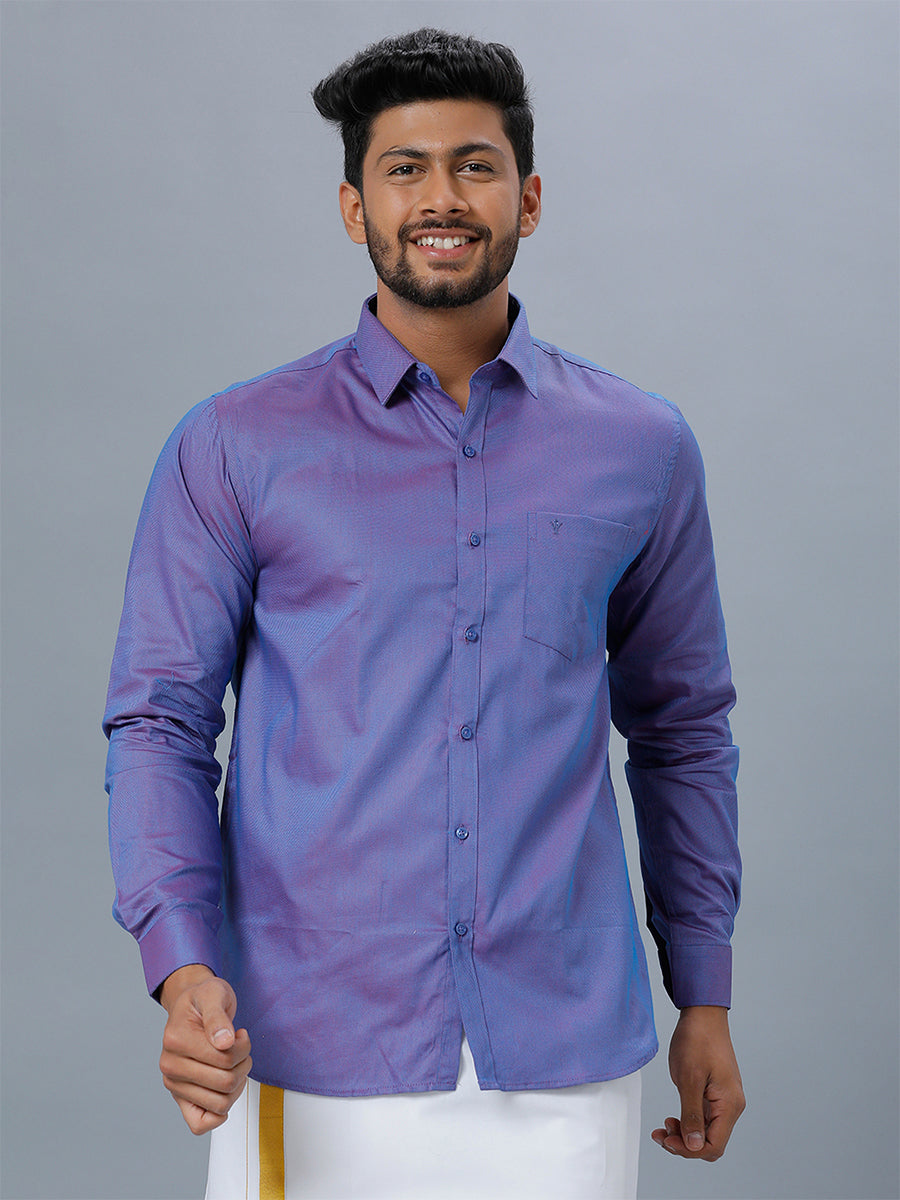 Mens Cotton Formal Shirt Full Sleeves Purple TF1