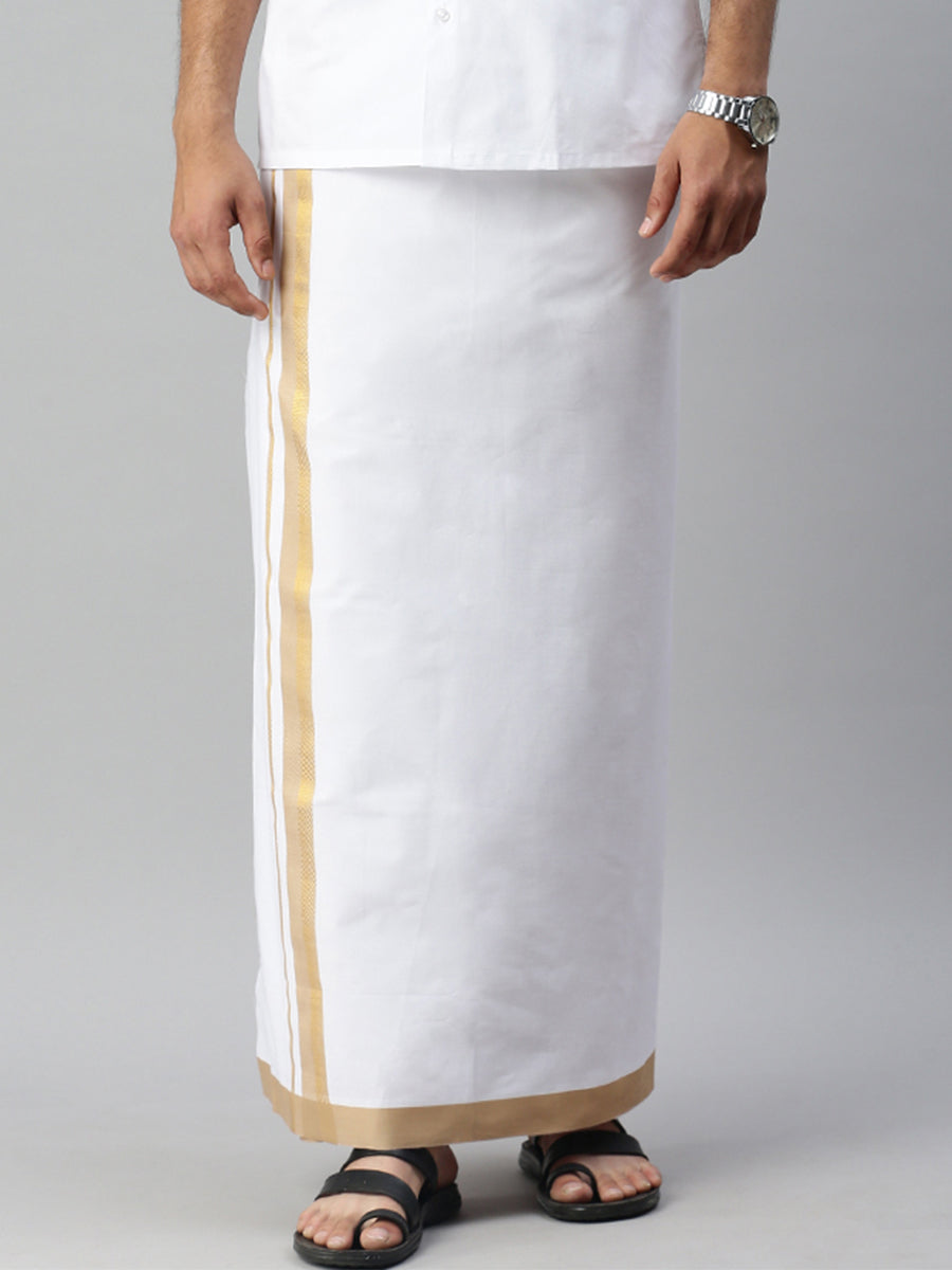 Mens Single Dhoti with Fancy Border Grand Royal Gold