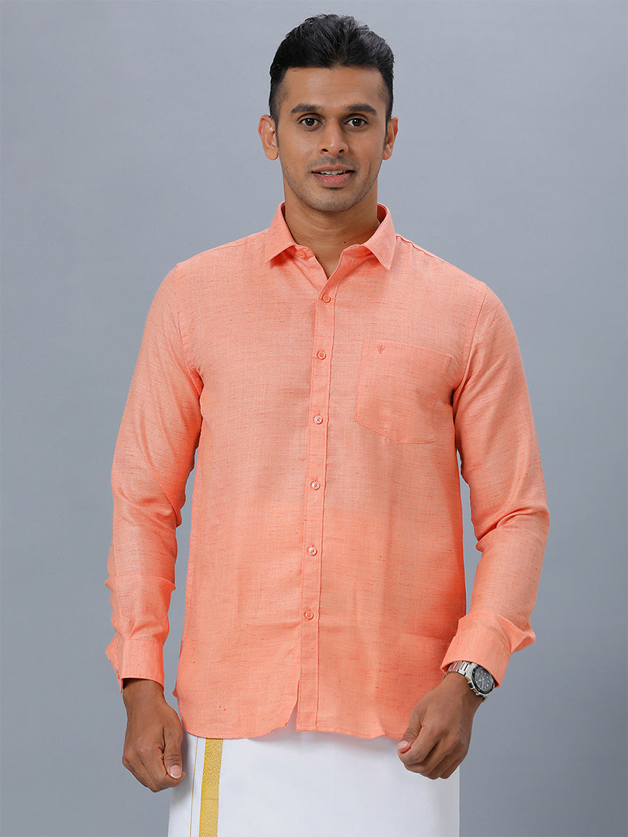 Mens Formal Shirt Full Sleeves Orange T7 CG4