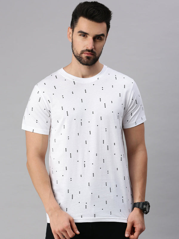 Graphic Printed Super Combed Cotton Round Neck White T-Shirt GT22