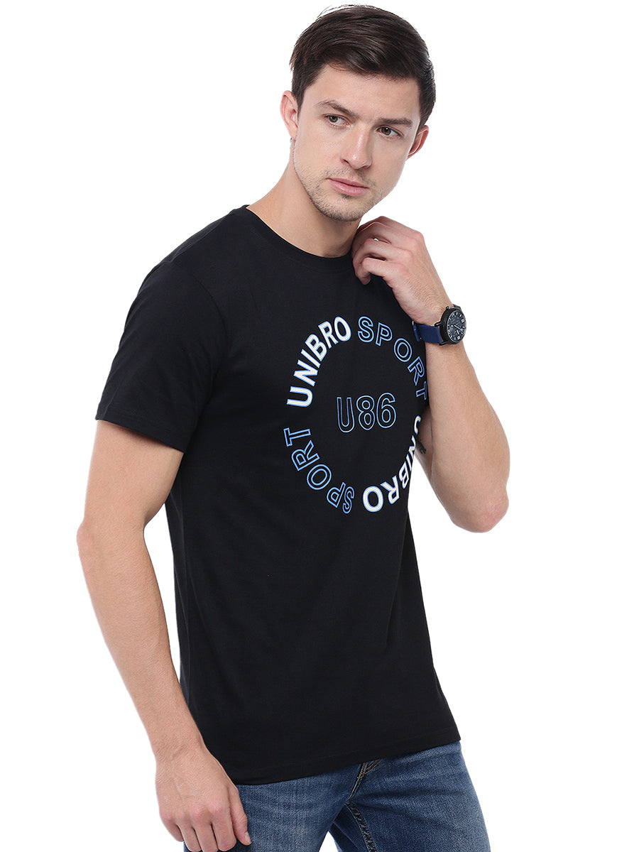 Super Combed Cotton Round Neck Graphic T-Shirt Black GT8