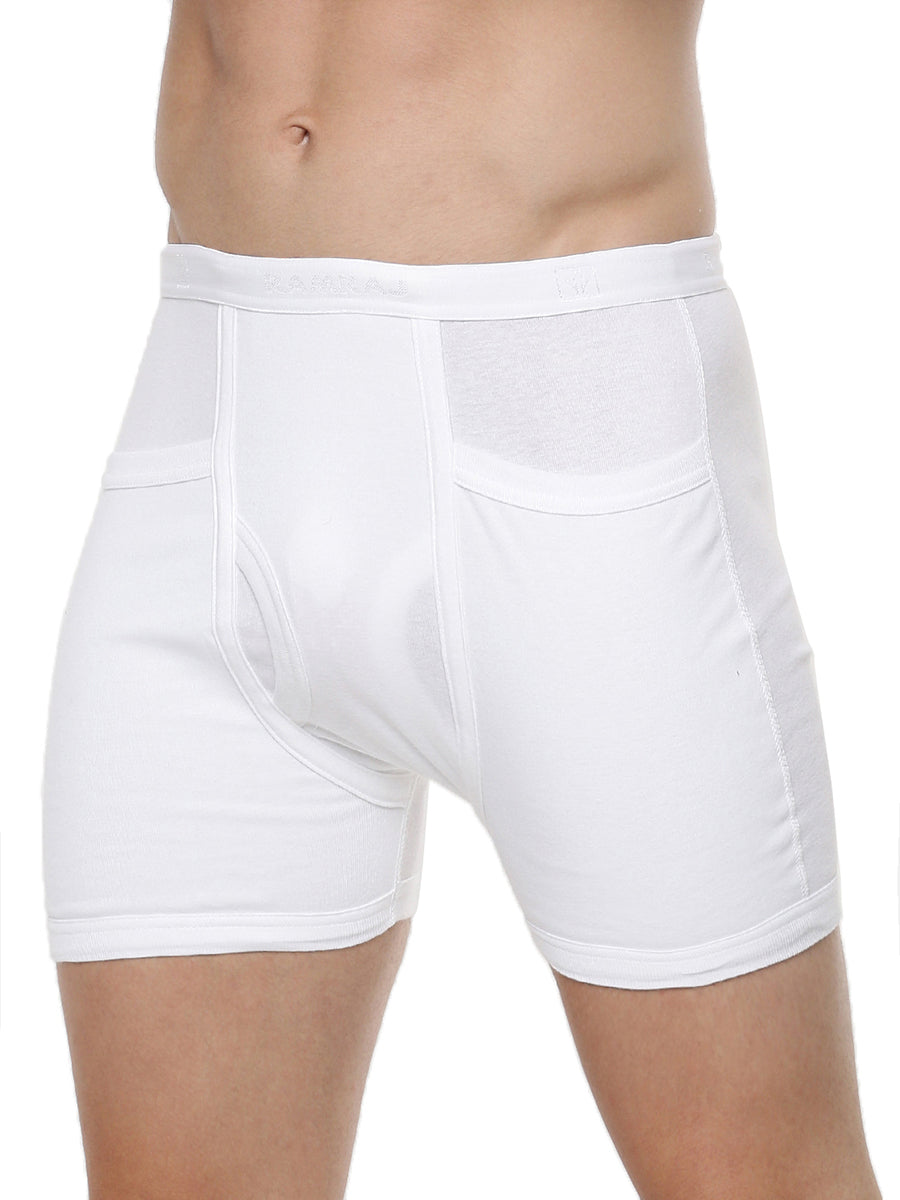 Soft Combed Rib White Pocket Trunks Arrow (2PCs Pack)-Side view