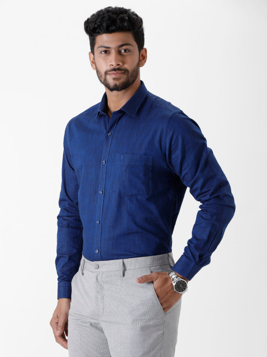 Mens Formal Shirt Full Sleeves Dark Blue CL2 GT20-Side view