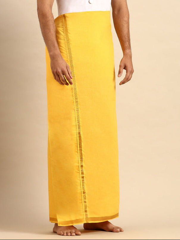 Mens Color Dhoti with 3/4" Gold Jari Border Cosmic 2 GLD-Side view