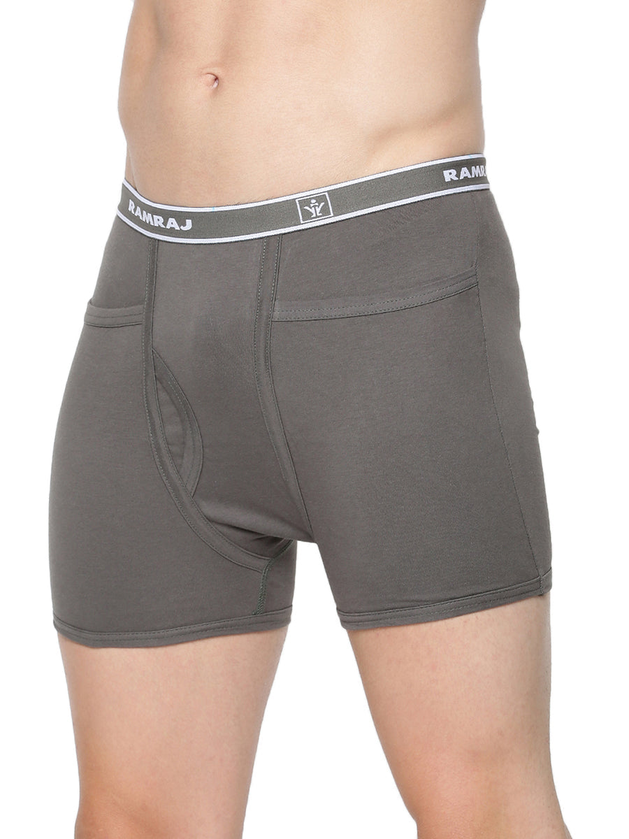 Mens Cotton Pocket Trunk Plus Size Fine Softex - ( Pack of 2 )-Side view grey