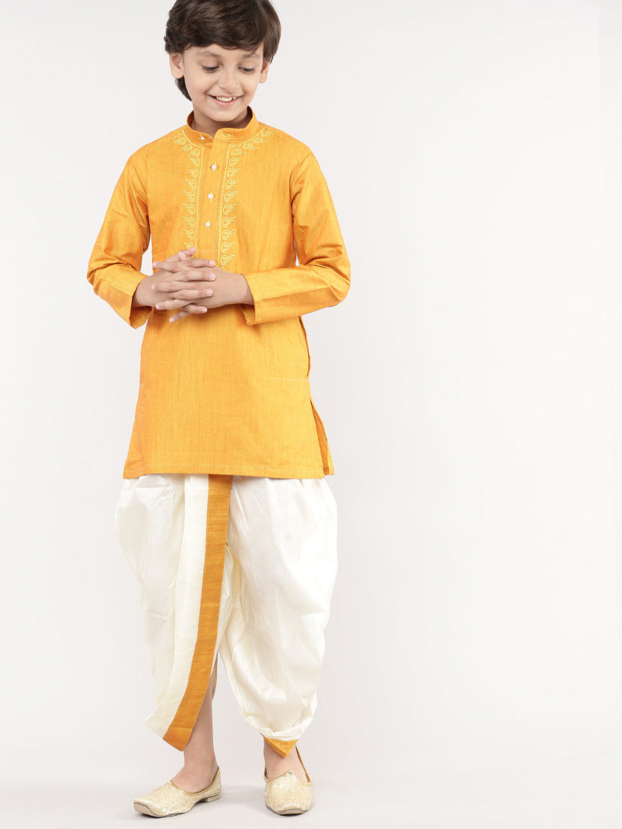 Boys Matching Kurta & Panchakacham Joy Set Mustard VB2