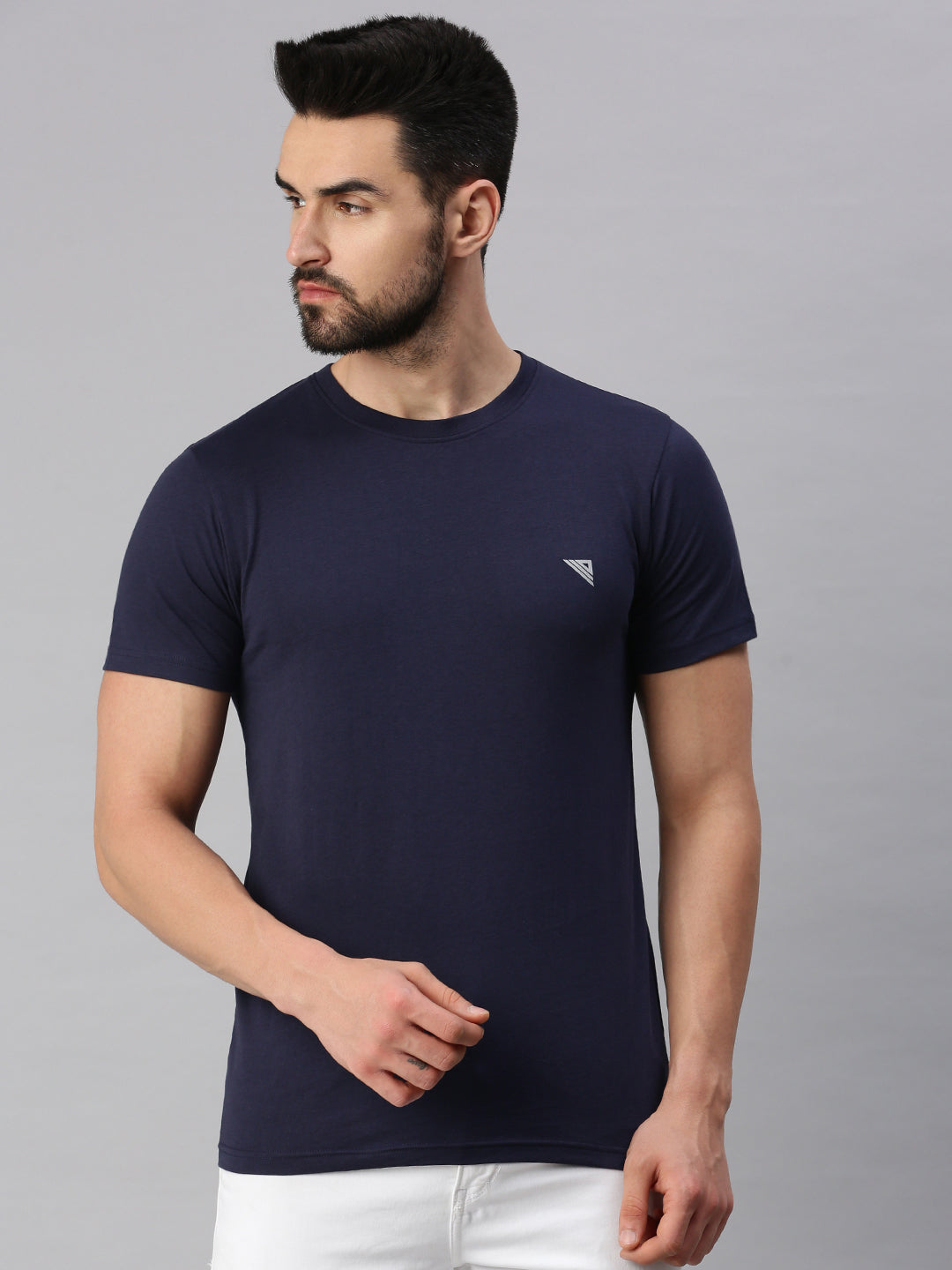 Crew Neck Print Super Combed Cotton T-Shirt VP3 (2 Pcs pack)-Blue